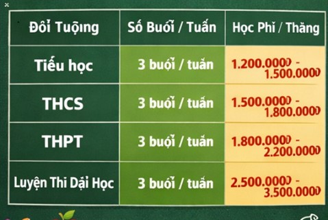 Bảng giá gia sư dạy kèm tphcm